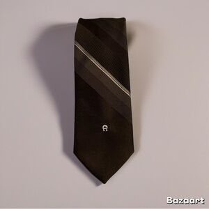 Vintage Etienne Aigner Mens Brown Slant Striped  Neck Tie